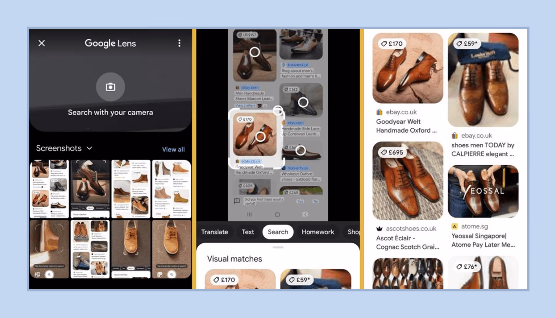 Google Lens visual search results