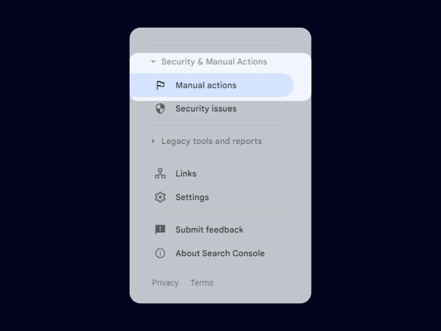 Check website security issues in “Security & Manual Actions”