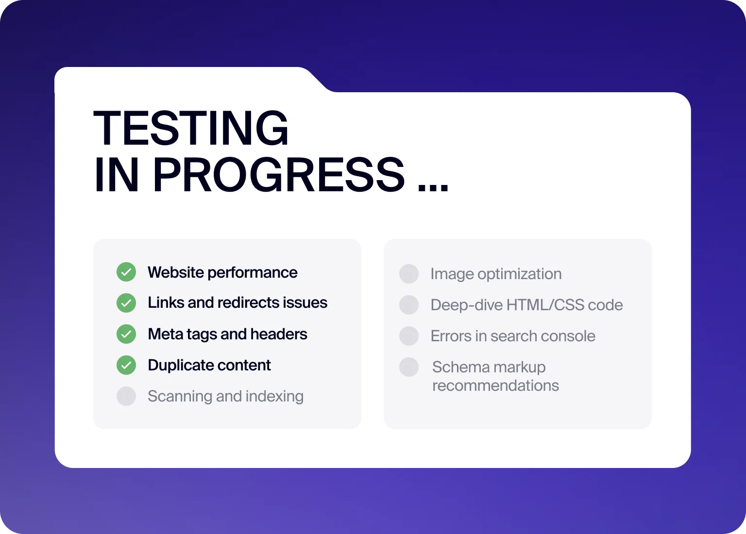 Pre-release website testing by Halo Lab’s SEO specialists to identify problems