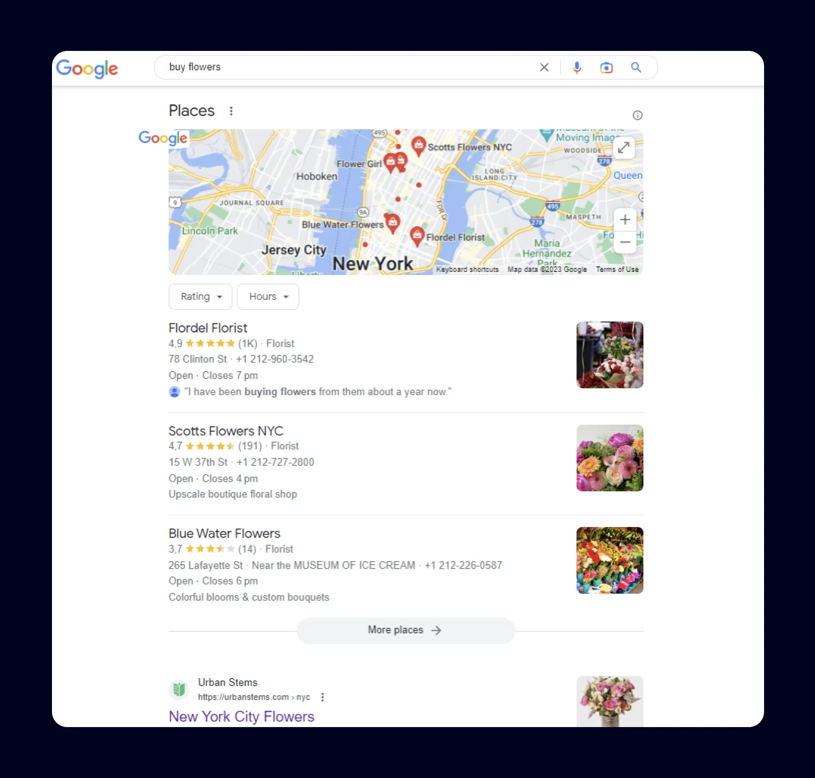 Google’s local search results page