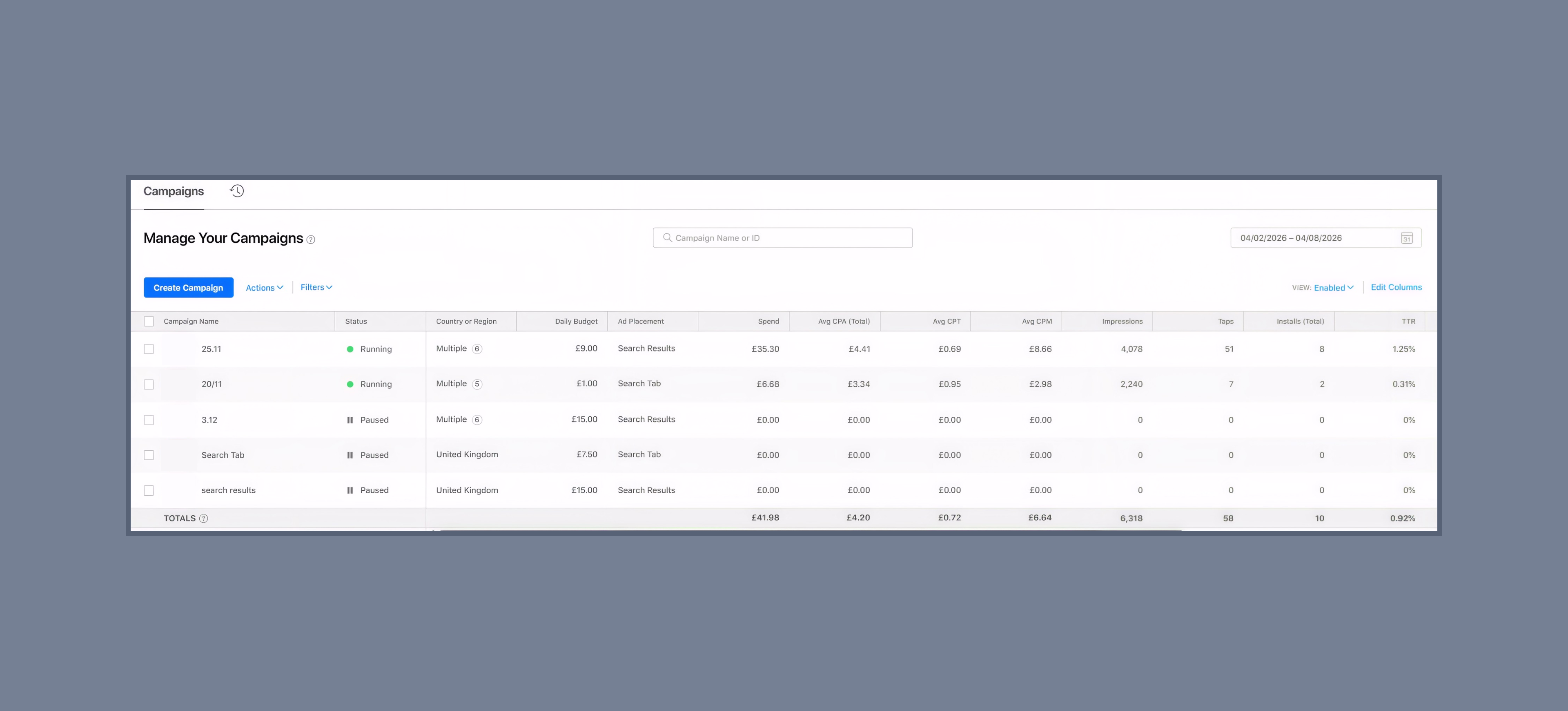 After the 2 April redesign: 10 installs at £4.20