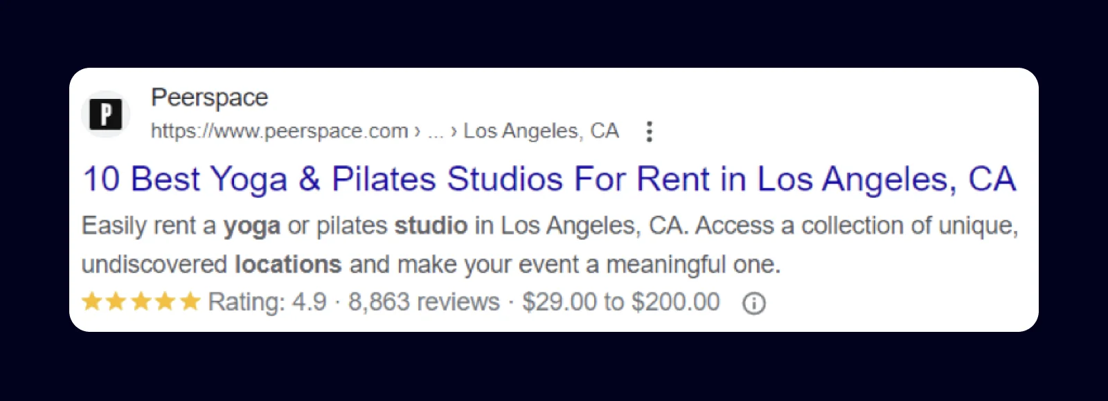 Optimized review in Google search results