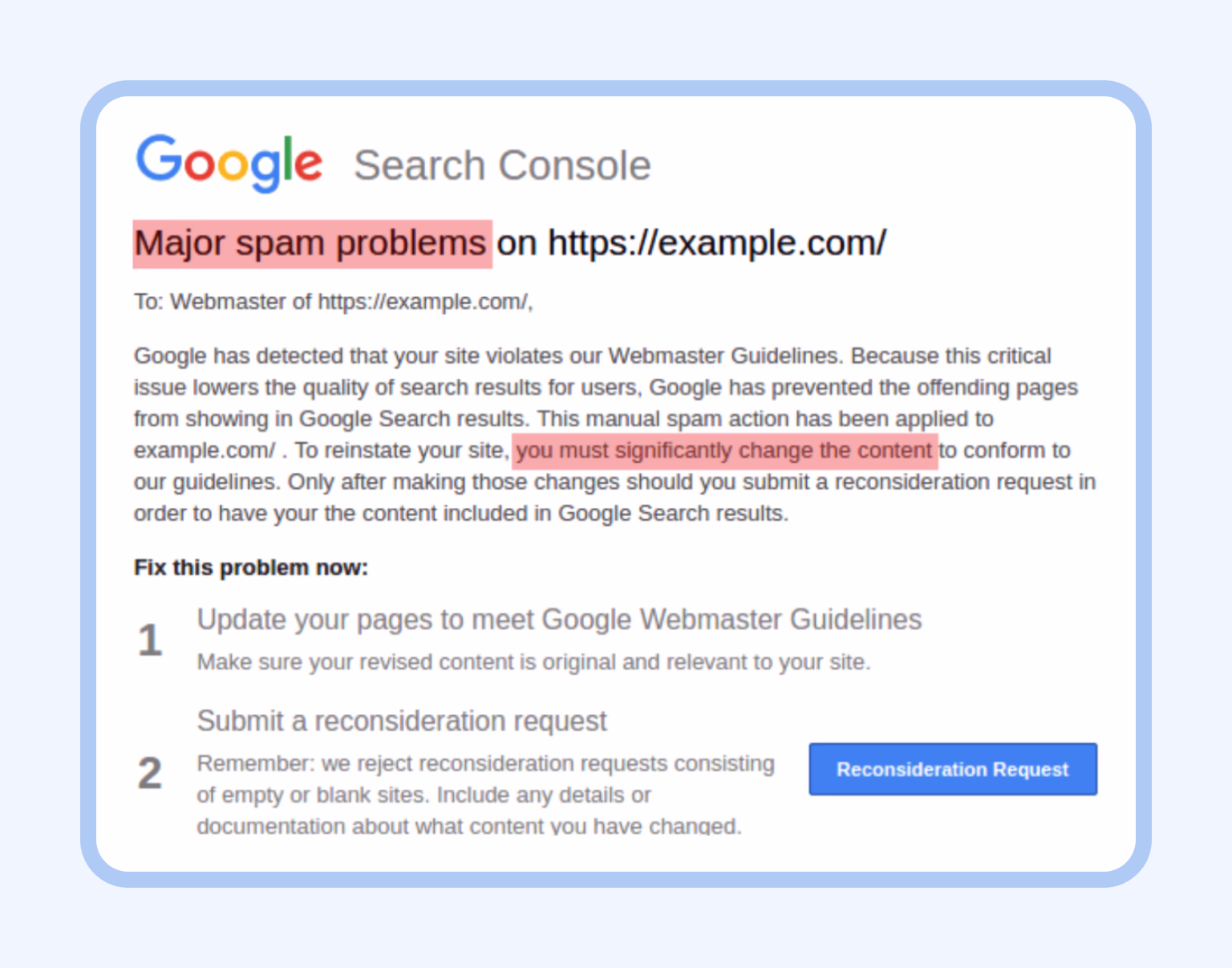 Google flags sites for spammy content, risking deindexing