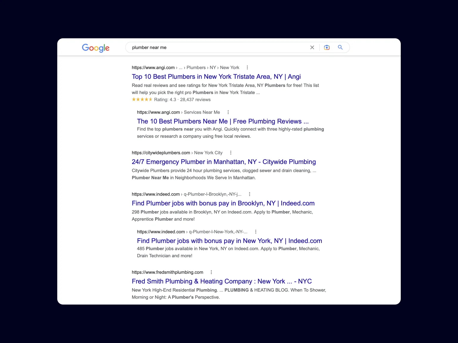 Search results for “plumber near me”